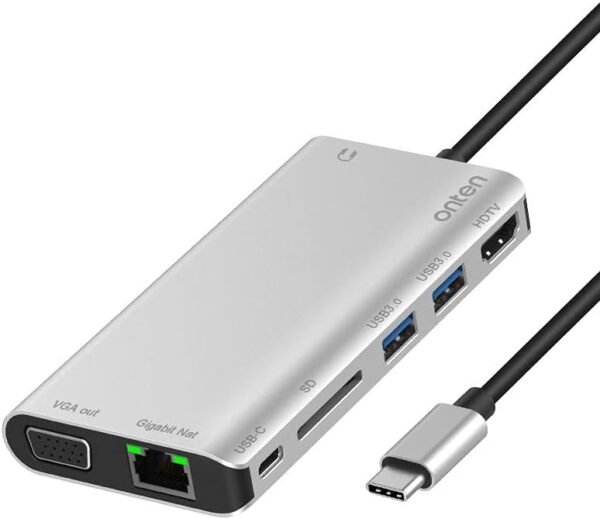 Onten (OT-9591B) USB C Hub 8 in 1 Type C
